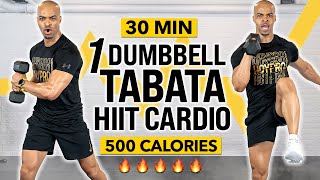 One Dumbbell Only Standing Full Body Tabata HIIT Cardio Workout BURN 500 Calories in 30 Minutes [upl. by Cleopatra]