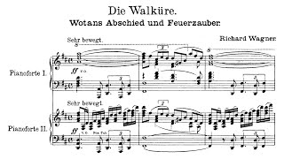 Richard Wagner  arr Max Reger for 2 pianos  Die Walküre  Wotans Abschied und Feurzauber score [upl. by Johnsson170]