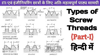 VThreads And Types हिन्दी quotवीquot चूड़ी के प्रकार BSF BSW BSP BA Metric amp Seller Threads [upl. by Onairpic714]