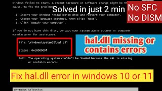 Quick Fix Resolve Haldll Blue Screen in Windows 10 in 2 Minutes No SFC or DISM [upl. by Bradstreet]