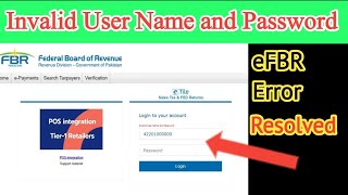 Invalid User Name and Password  eFBR Error Resolved  Financial Analyst [upl. by Ecyned247]