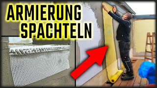 WAND VERPUTZEN  Gewebe spachteln  Armierungsgewebe einarbeiten  Home Build Solution [upl. by Doll518]