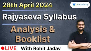 28th April 2024  Rajyaseva Syllabus Analysis amp Booklist  Rohit Jadhav  Unacademy Live MPSC [upl. by Allegna26]