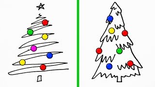 15 SIMPLE DRAWING TECHNIQUES FOR A PERFECT CHRISTMAS CARD [upl. by Nnarual]