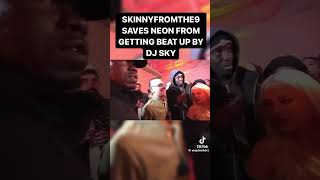 SKINNYFROMTHE9 SAVES NEON FROM GETTING BEAT BY DJ SKY AT ADAM 22 PARTY [upl. by Devona238]