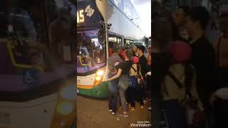 Chinese mainlanders trying to get on a bus in Hong Kong  2019 [upl. by Sylado]