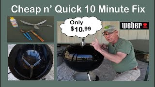 Weber Kettle Grill Fix  Replacing the One Touch Ash Sweep  Super Easy n Cheap diy weber grill [upl. by Kolnos]