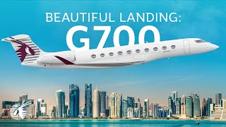 Beautiful landing of the worlds first Gulfstream G700 private jet 4K [upl. by Busby]