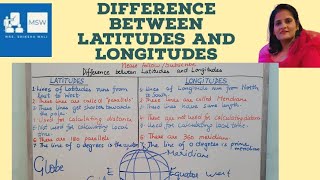 Difference between Latitudes and LongitudesLatitudesLongitudesEquatormeridianparallels [upl. by Nell71]