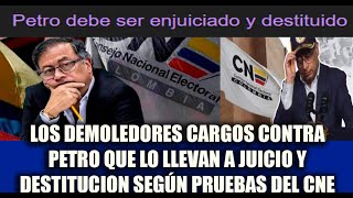 LOS DEMOLEDORES CARGOS CONTRA PETRO QUE LO LLEVAN A JUICIO Y DESTITUCION SEGÚN PRUEBAS DEL CNE [upl. by Annala]