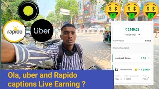 Ola  Uber and Rapido captain bike Taxi Live Earning  Uber UberIndia [upl. by Asserat]