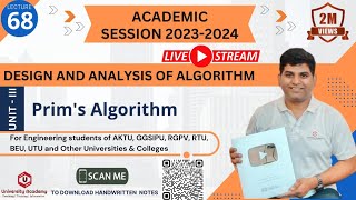 DAA68 Minimum Spanning Tree Prims Algorithm PseudocodPrims Algorithm Step by Step Solved [upl. by Wettam]