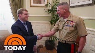 Marine reunites with good Samaritan who saved his life [upl. by Connors]