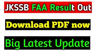 jkssb FAA result Declared  jkssb FAA expected result out  jkssb Result  jkssb Results today [upl. by Adoh]