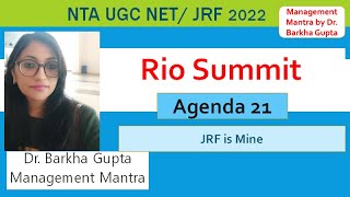 Rio Summit Agenda 21 People and Environment Paper1 NTA UGC NETJRF 2022 Dr Barkha Gupta [upl. by Nojed230]