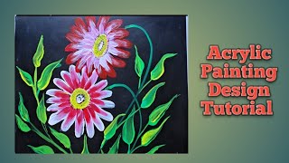 Acrylics Flower Painting Design Tutorial For Beginners  How To Paint Flower With Acrylic Fluid Art [upl. by Zildjian]