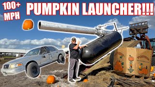 Launching Pumpkins 100MPH At My Crown Vic This Pumpkin Launcher Is No Joke  HUGE ANNOUNCEMENT [upl. by Latsyrk937]