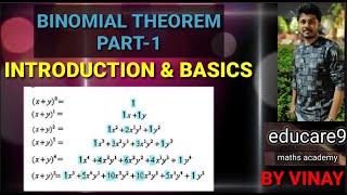 BINOMIAL THEOREM PART1  INTRODUCTION AND BASIS  MATHS2A IPE  CLASS12  BY VINAY [upl. by Yenaiv127]