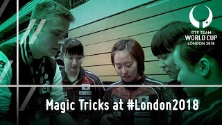 2018 ITTF Team World Cup  Magic Tricks with Japanese Womens Team amp Leon the Magician [upl. by Phip]