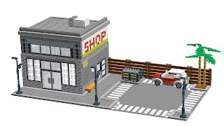 how to make CUSTOM LEGO MODULAR BUILDING  STREET SHOP full tutorial [upl. by Aivatnuahs229]