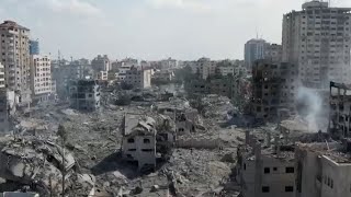 Drone video of destruction in Gaza [upl. by Laehctim]