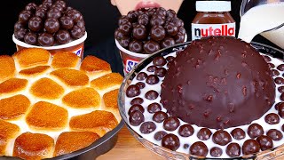 ASMR DARK MALTESERS MAGNUM CHOCOLATE ICE CREAM SMORES DIP DESSERT NUTELLA MUKBANG 먹방 EATING SOUNDS [upl. by Atnes]