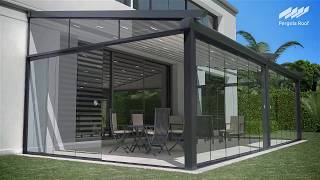 Pergola Roof and Sliding Glass Doors with Motorized Screen [upl. by Giaimo]