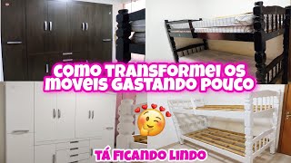 TRANSFORMANDO O QUARTO COMO PINTAR GUARDA ROUPA E BELICHE DE MADEIRA SEM LIXAR E GASTANDO POUCO 😱🤑🥰 [upl. by Veats]