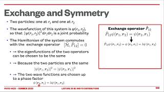 Lecture 29 FermiDirac and BoseEinstein [upl. by Eneleahs]