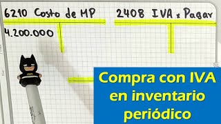 Contabilización de una COMPRA de Materia Prima con IVA inventario periódico 👉 CUENTAS T [upl. by Brigette]