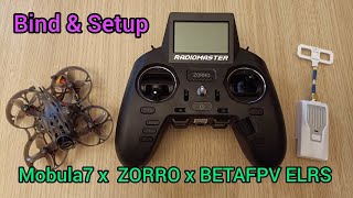 RADIOMASTER ZORRO x BETAFPV ExpressLRS x Mobula7  Bind and Setup [upl. by Ahseryt]