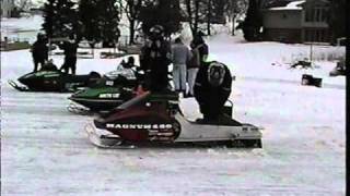 Racing vintage snowmobiles on the ice [upl. by Giulio]