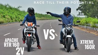 Hero Xtreme 160R Vs Tvs Apache 160 2v  Long Race  Vlog [upl. by Assenab]