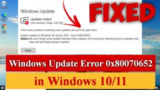 How to Fix Windows Update Error Code 0x80070652 in Windows 1011 Solved windowsupdate [upl. by Severin114]