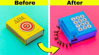 DIY Miniature telephone with matchbox  How to make mini telephone from matchbox [upl. by Olympe]