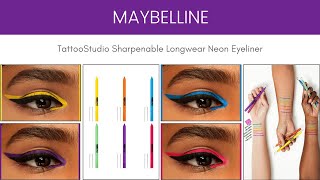 MAYBELLINE TattooStudio Sharpenable Longwear Neon Eyeliner [upl. by Rokach]