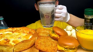 ASMR MUKBANG Chicago Pizza Cheese Burger amp Hash Brown [upl. by Rodama]