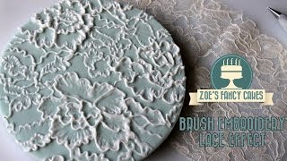 Royal icing lace effect brush embroidery on a cake board tutorial [upl. by Ylesara]