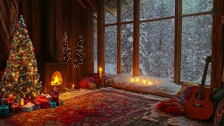 Sleep in a Cozy Snow Cabin  Christmas Ambiance with Crackling Fireplace and Gentle Snowfall Sounds❄ [upl. by Aliahkim]