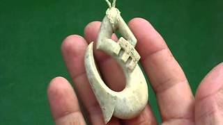 Whale bone Manaia hand fish hook pendant [upl. by Diver]