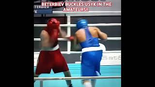 BETERBIEV VS USYK IN THE AMATEURS BETERBIEV BUCKLES USYK [upl. by Resaec]