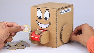 How To Make Coin Bank From Cardboard  Amazing Cardboard Project [upl. by Treboh]