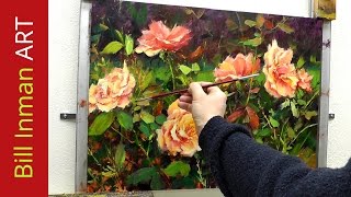 How to Paint Roses  Fast Motion  Oil Painting by Bill Inman [upl. by Jae497]