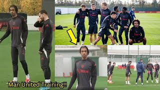 Leny Yoro BACK Man United training today 🔥 see how Yoro Mount Antony Bruno Casemiro Amad [upl. by Geminian]