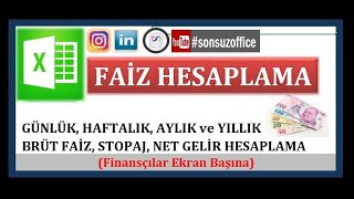 FAİZ HESAPLAMA Günlük Haftalık Aylık Ve Yıllık Brüt Faiz Stopaj Net Gelir Hesaplama [upl. by Warden541]