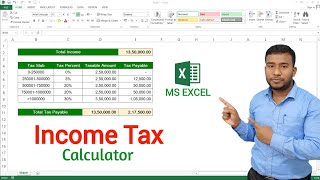 Income Tax Calculator in Microsoft Excel  Income Tax Calculation on Salary in MS Excel [upl. by Aedni557]