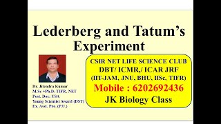 Lederberg and Tatums Experiment  Davis U tube experiment  CSIR NET LIFE SCIENCE [upl. by Araik]