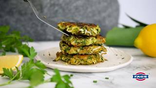 Zucchini Cheddar Fritters with Greek Yogurt Herb Sauce Recipe [upl. by Dexter]