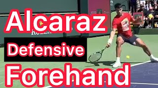 Carlos Alcaraz Defensive Forehand Explained Advanced Tennis Technique [upl. by Cynar]