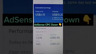 Google AdSense CPC Down 👎 Blogging Tricks 2025 googleadsense blogging2025 makemoney shorts [upl. by Adamis]